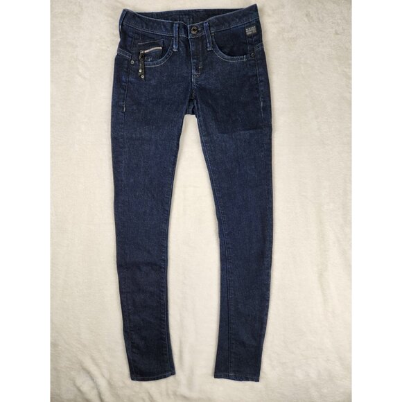 G-Star Raw New Ocean Skinny Jeans Women Size W24 X L30 Dark Blue - Picture 1 of 16